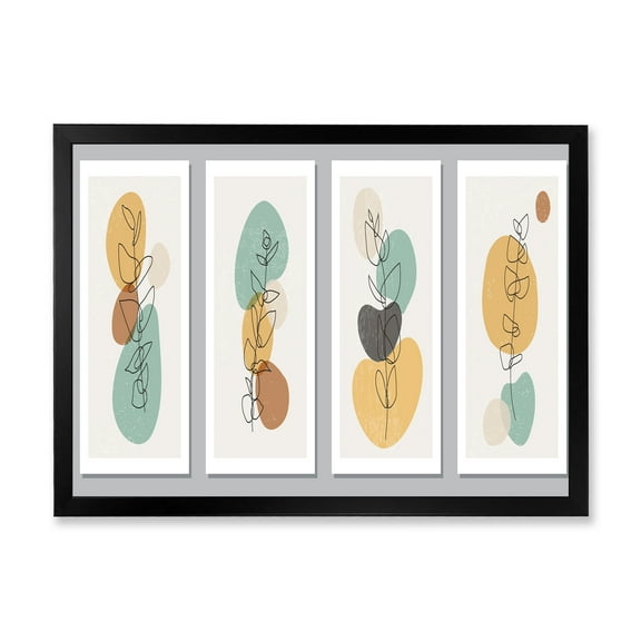 Designart 'Compostion Minimalistic of Organic Shapes III' Modern Framed Art Print