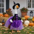 thumbnail image 2 of Porch Goose Halloween Outfit 19-23 Inch Purple Witch Dress with Hat and Broom Weather Resistant Outdoor Front Porch Patio Garden Decor, 2 of 6