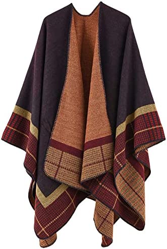 PIKADINGNIS Women Shawl Wraps Poncho Fleece Sweater Coat Cape