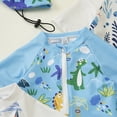 thumbnail image 6 of Kaprioy Toddler Baby Boys' 3-Piece Swimsuit Set Short Sleeve Bathing Suit Baby Rash Guard Swimwear with Sun Hat, 6 of 8