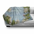thumbnail image 3 of Rustic Wood Soft Flannel Fleece Throw Blanket, Fresh Flower Pattern at the Table Vintage Romantic Spring Design, Cozy Plush for Indoor and Outdoor Use, 50" x 60", Pale Blue Green, by Ambesonne, 3 of 6