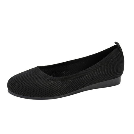 

Sngxgn Women s Flats Shoes Round Toe Ballet Knit Comfortable Dressy Flat(Black 8.5)