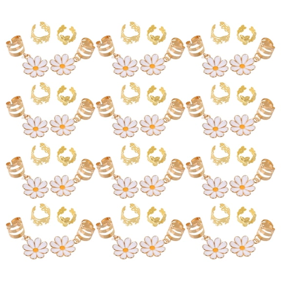 Nicehomfit 135Pcs Golden Alloy Flower Hair Cuffs Decorative Daisy Hair Accessories for Braids