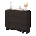 thumbnail image 2 of Ourlova Large Size Movable Space Saving Foldable Kitchen Table for 4 with 2 Storage Shelf and 6 Wheels for Small Spaces Kitchen and Dining Room Brown, 2 of 10