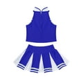 thumbnail image 4 of Manyakai Kids Girls Cheer leader Costume Cheerleading Uniform Outfit Shell Tank Top with Pleated Blue&White 6, 4 of 7