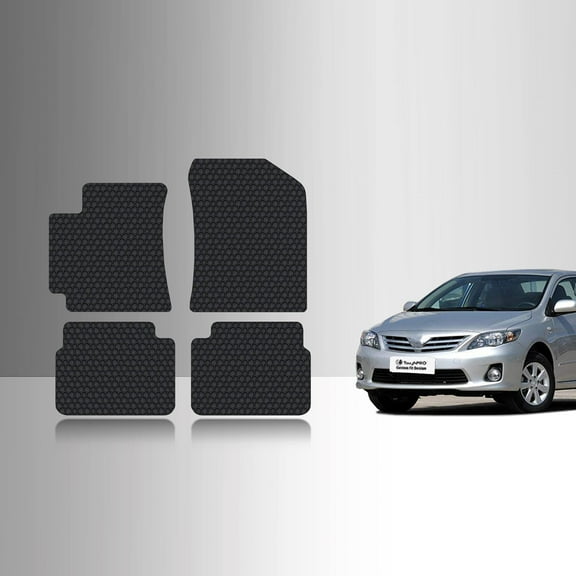 ToughPRO Front   2nd Row Mats Compatible with Toyota Corolla 2010 - All Weather Heavy Duty (Made in USA) Black Rubber