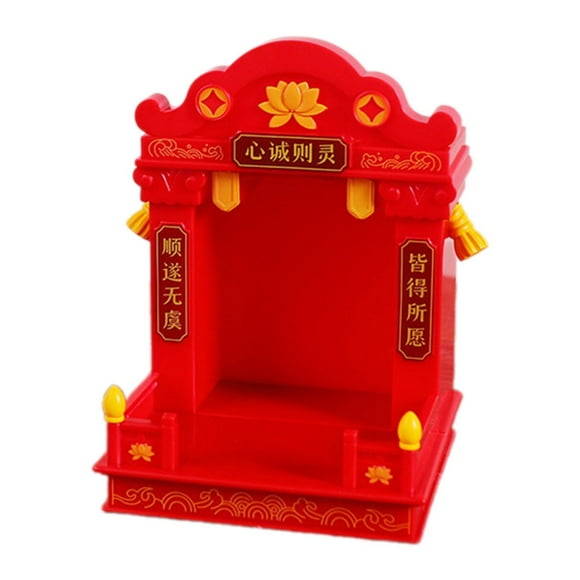 Shangren Buddha Shelf Statue Stand Chinese Decor Multifunctional Pooja Table Figurine Red
