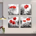 thumbnail image 2 of 4pcs Modern Salon Theme Black and White Plant The red flower Flower Abstract Painting Still Life Canvas Wall Art for Home Decor Flower Canvas Print Wall Art Painting For Living Room Decor, 2 of 6