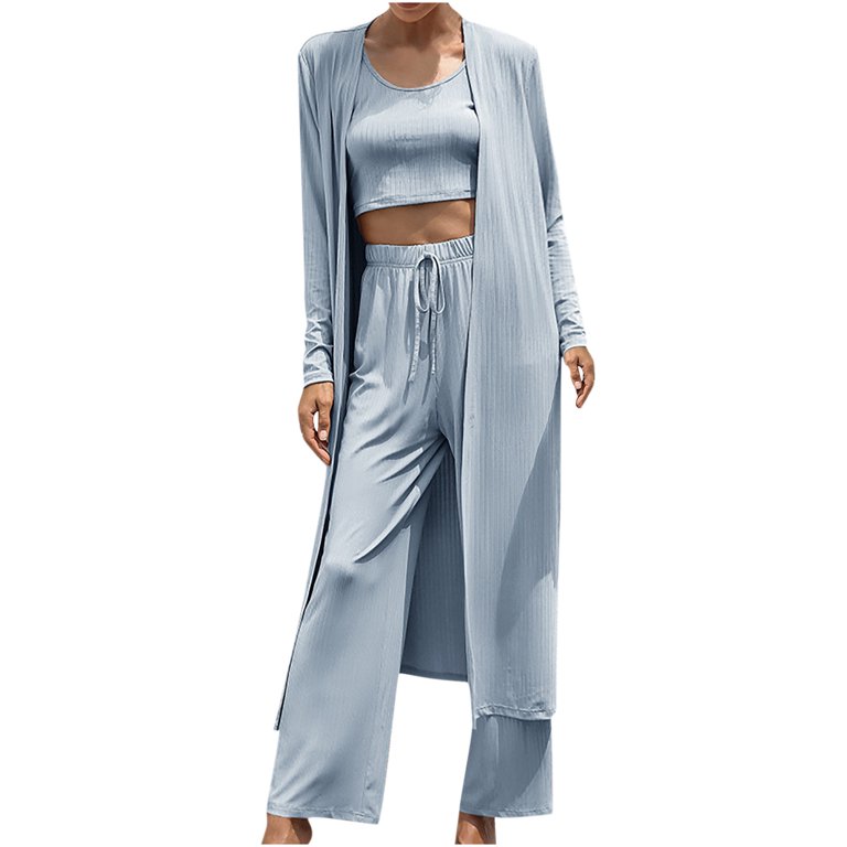 Floleo Women Two Piece Outfits Clearance Summer Women's Long Sleeve Sports  Tops Set Elastic Waist Long Pants Pajamas Sets Fall 