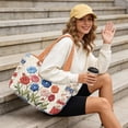 thumbnail image 4 of Pzuqiu Floral Embroidered Quilted Tote Bag for Women, Large Capacity Lightweight Shoulder Handbag, Reversible Orange Puffer Tote for Work Travel Shopping College Everyday Use, 4 of 7