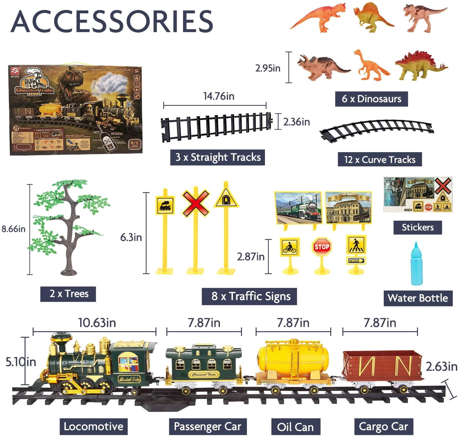 Dinosaur Train Set - Electric Train Toys For Kids With Dinosaur Figures & Play Mat, Large Train Track With Bridge, Toy Model Train For Toddlers