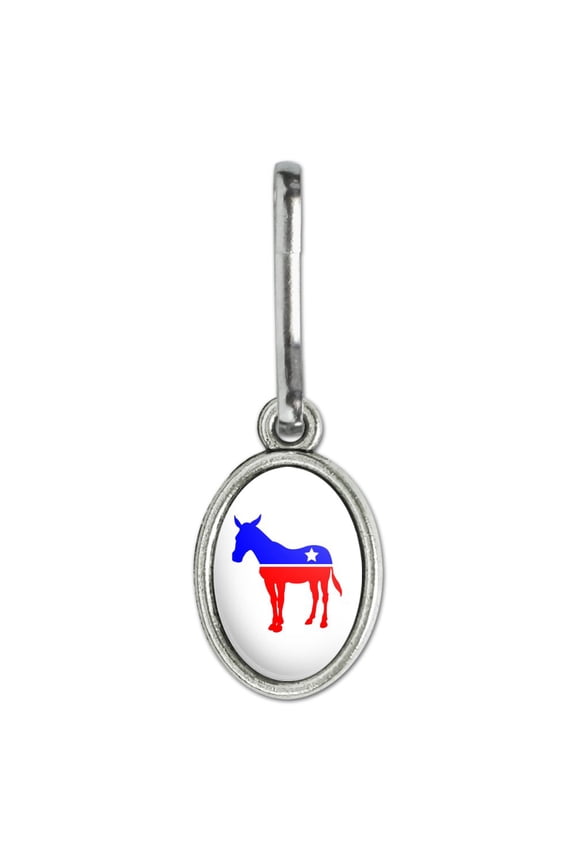 Democrat Donkey Liberal America Political Party Antiqued Oval Charm Clothes Purse Suitcase Backpack Zipper Pull Aid