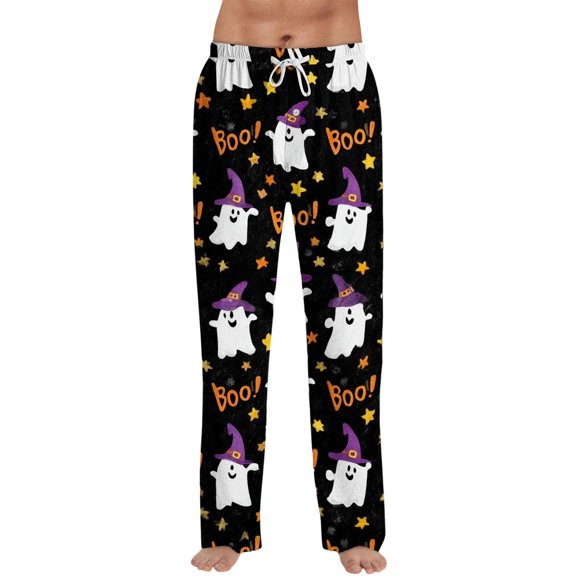Satingcolo Mens Pajama Pants Sleep Lounge Bottoms Soft Comfy Pj Pant Sleepwear with Drawstring Halloween Costumes