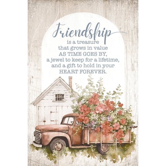 DEXSA Friendship Is A Treasure Wood Plaque with Easel and Hook Wall Tabletop Art - 4 inches x 6 inches
