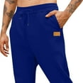 thumbnail image 4 of Afuyipoi Pants for Men, Solid Tight - Fitting Elastic Waist Sporty Pockets Casual Jogger Pants Blue M, 4 of 5