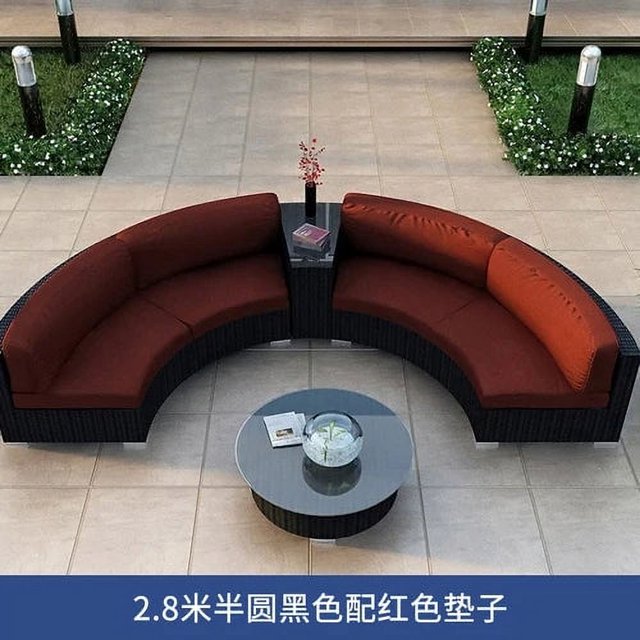 Outdoor rattan woven sofa outdoor waterproof sunscreen circular arc semi-circular woven combination yard furniture My Lux Decor Round