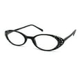 thumbnail image 3 of Womens Rhinestone Studded Oval Cat Eye Reading Glasses with Hard Case Black +1.25, 3 of 4
