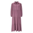 thumbnail image 5 of Ashirexll Long Sleeve Maxi Dress, Womens Fall Dresses, Fashion Women's Casual Dress Solid Color Long Sleeve Turndown Collar Dresses, 5 of 6