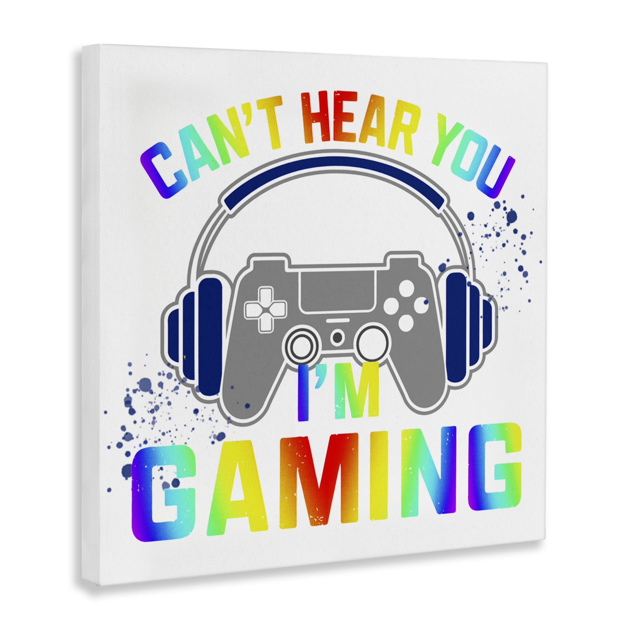 Rainbow Can't Hear You Gaming Canvas Wall Art, design by Kim Allen