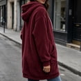 thumbnail image 6 of cocolona Long Fleece Jacket for Women Double-Sided Fuzzy Long Sleeve Outerwear Hooded Zipper Fall Winter Long Coat with Pocket, 6 of 6
