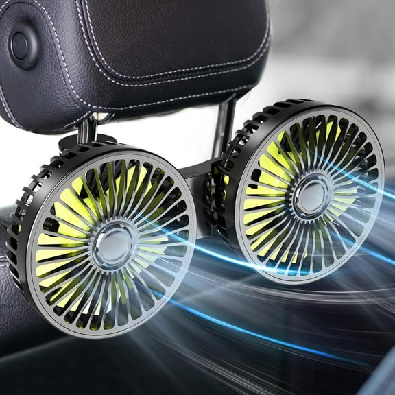XZKING USB Car Cooling Fans for Backseat: Dual Head Car Fan for Kids 3 Speeds 360° Rotatable Vehicle Rear Headrest Fans Powerful Electric Air Circulation Fan for SUV RV Truck