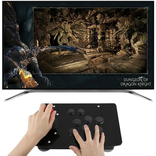Rocker Game Joystick Controlador De Juego De 8 Botones Controlador De Balancín De Base USB Con Carcasa De Cristal Negro De Para Entusiastas De Los Juegos