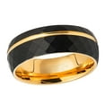thumbnail image 2 of Mens Black & Gold Faceted Tungsten Carbide Wedding Band - 8mm Comfort Fit Trim Grooved Dome Tungsten Anniversary Ring #860s11.5, 2 of 6