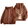 thumbnail image 4 of WEAIXIMIUNG Sweat à Capuche Zippé pour Femmes Mode Imprimé Cerf Leaping Manches Longues Poche Cordon Décontracté Sport, 4 of 6