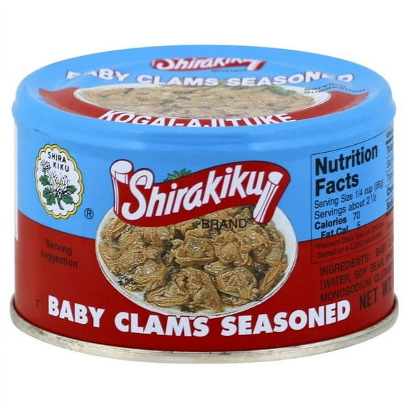 Shirakiku Baby Clams Seasoned, 6oz, Contains Shellfish and Soy