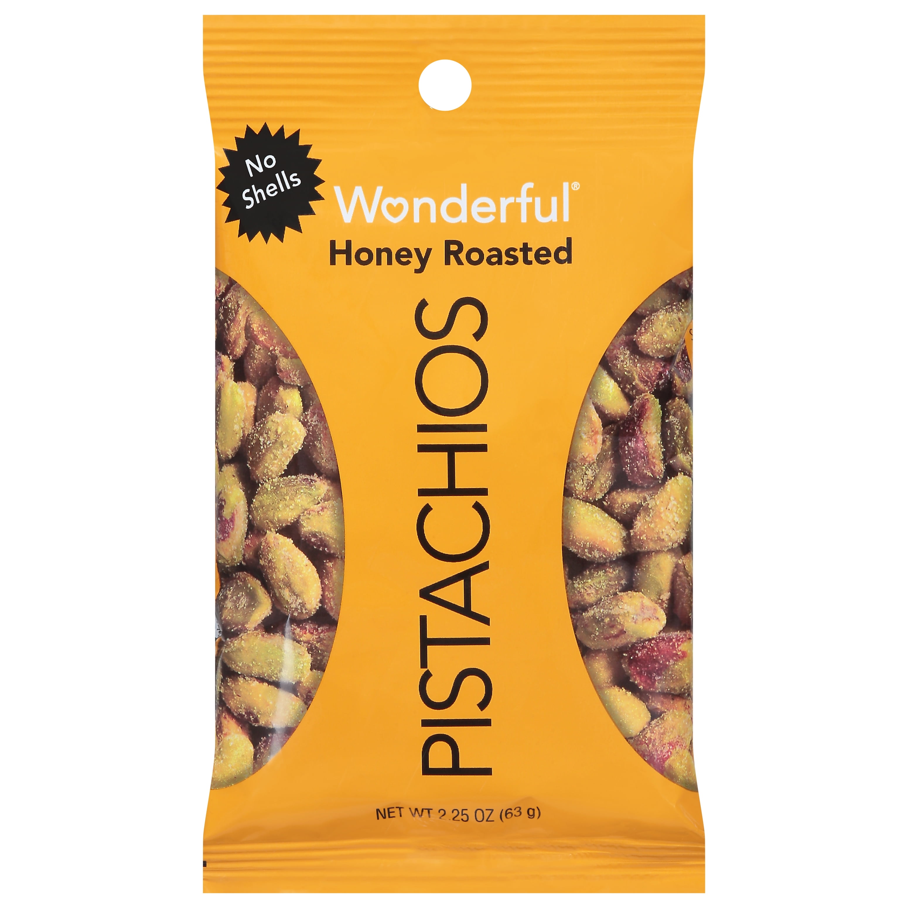 Wonderful Pistachios, No Shells, Honey Roasted Pistachio Nuts, 2.25 Ounce Bag