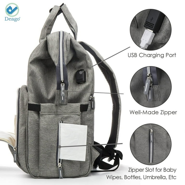 🐘Boo&Bub🐘 Multi-function Waterproof Outdoor Travel Diaper Bag, Baby Care  Nappy Backpack Wallet Mummy Large Capacity Beige Red