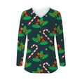 thumbnail image 3 of Odeerbi Christmas Shirts for Women Long Sleeve Tops Fashion Casual V-Neck Christmas Printed T-shirt, 3 of 4