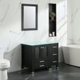 thumbnail image 3 of Wonline 36inch Black Bathroom Vanity with Glass Countertop and Mirror Set, 3 of 5