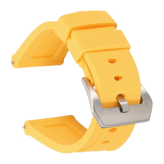 Uxcell Silicone Watch Bands 24mm Width Waterproof Quick Release Rubber Watch Bands with Silver Buckle for Men Women, Yellow
