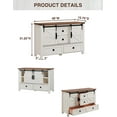 thumbnail image 2 of OKD 48" W Farmhouse Dresser 4 Drawer Rustic Wood Chests Organizer with Sliding Barn Door and Storage Shelves for Living Room Bedroom,Antique White, 2 of 6