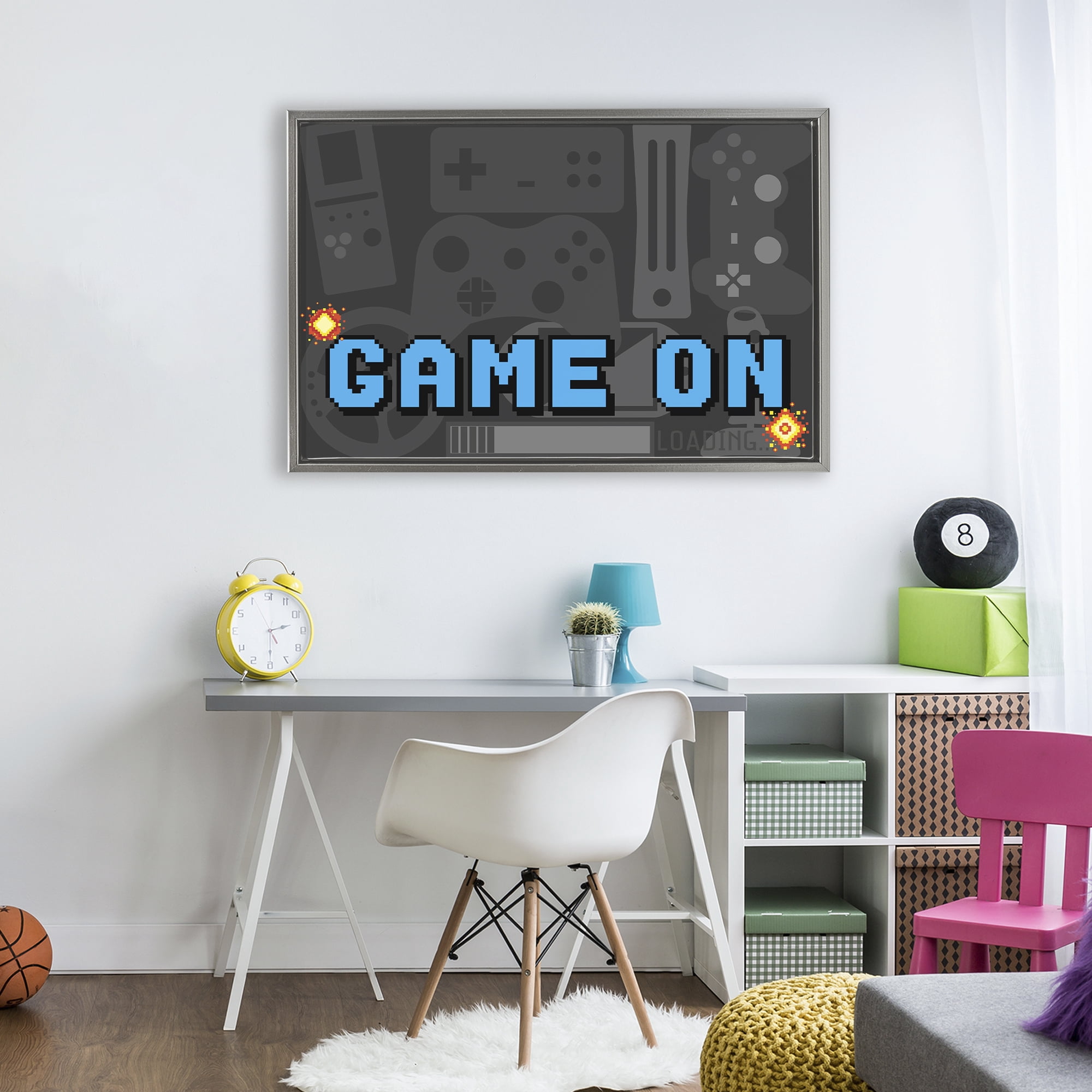 Stupell Industries Game On Arcade Gray Framed Floater Canvas Wall Art, design by Kim Allen