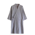 thumbnail image 5 of FRSASU Men's Kimono Traditional Japanese Clothing Male Cardigan Noragi Jacket Yukata Coat V-Neck Thin Breathable Strap Home Sleepwear Gray, 5 of 6