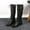 #148-Black, variant on Wowcloth Winter Boots for Women – Comfortable Low Heel Round Toe Mid-Calf Boots with Cross Strap & Buckle Details in Retro Style for Casual Winter Footwear
