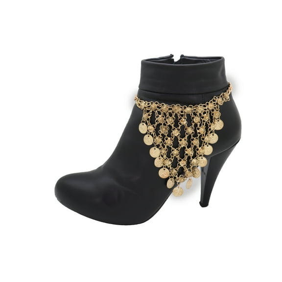Women Gold Boot Chain Bracelet Western Shoe Ethnic Coin Charm