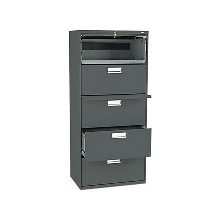 HON 5 Drawers Lateral Lockable Filing Cabinet, Charcoal
