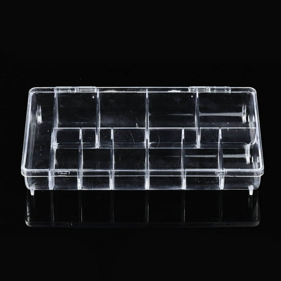 Polystyrene Bead Storage Containers with Cover and 11 Grids for Jewelry Beads Small Accessories Rectangle Clear 2.02x11.9x3.3cm