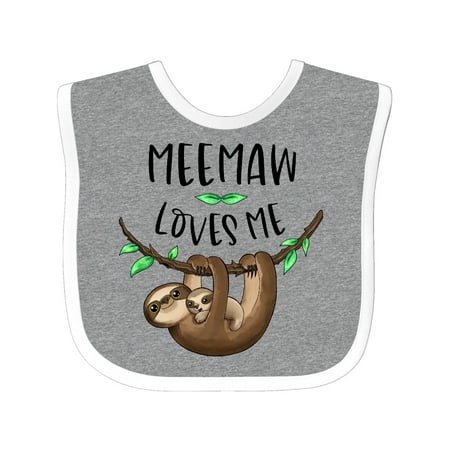 

Inktastic Meemaw Loves Me Cute Sloth and Baby Gift Baby Boy or Baby Girl Bib