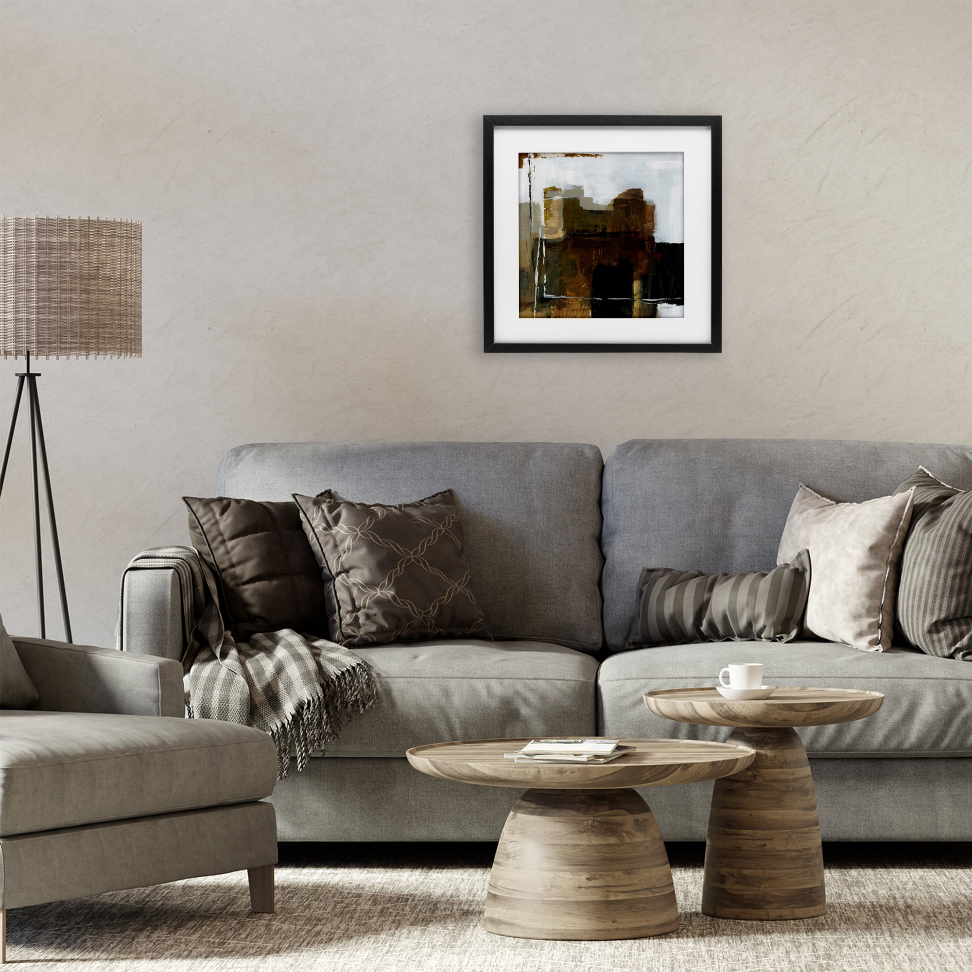 Stupell Industries Natural Abstract Earth Tones Black Framed Print Under Glass, design by Danhui Nai