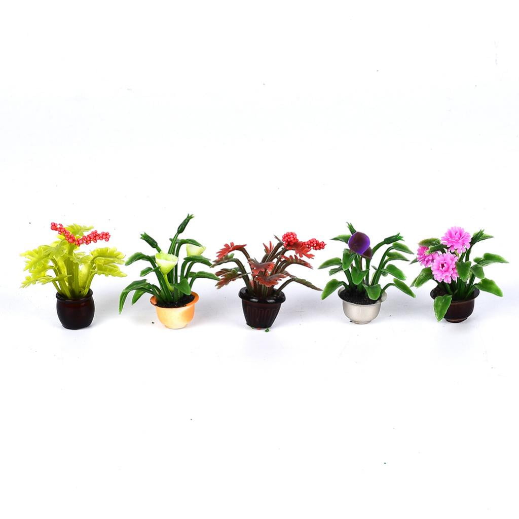 1/30 Mini Dollhouse Miniature Flower Pot Plant Model Home Office Decor 