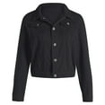 thumbnail image 4 of GaThRRgYP Coat for Women Denim Jacket,Women Solid Jacket Long Sleeve Slimming Cardigan Suit Pocket Coat Top Black XXXL, 4 of 5