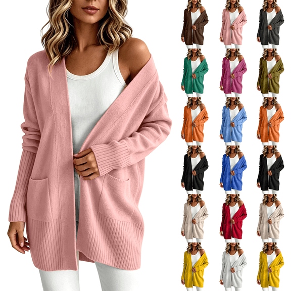Women's Sweaters Lightweight Cardigans Solid Color Long Sleeve Open Front with Pockets Soft Casual Dressy Loose Fit 2026 Fall Fashion