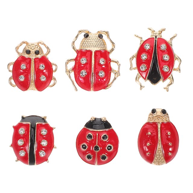 5Set Enamel Lapel Pin Alloy Material Ladybug Brooches For Women Casual Jackets And Shirts