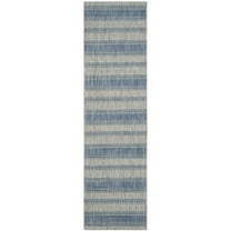 SAFAVIEH Courtyard Paul Striped Indoor/Outdoor Runner, 2'3" x 12', Grey/Navy