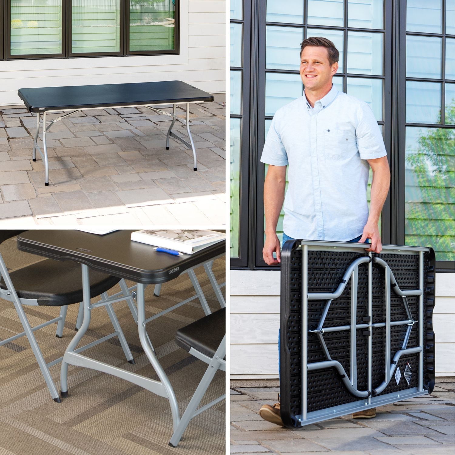 LIFETIME Premium Commercial 6 Foot Foldable Table, Black