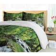 thumbnail image 5 of Ambesonne Forest Duvet Cover Sets, Tropic Mountain Stream, 2-King, Green Brown, 5 of 7